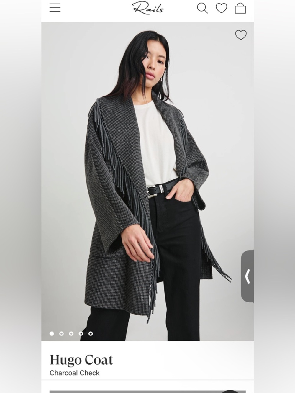 Rails - Hugo Check Fringe Coat